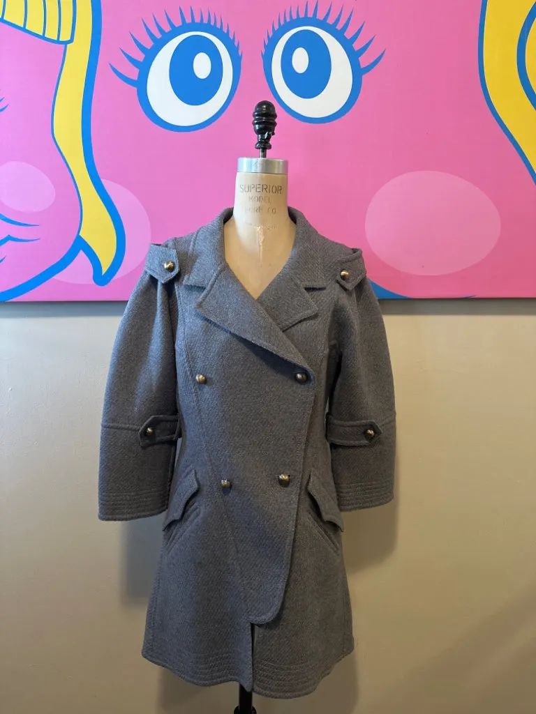 Fendi Size 40 Gray Wool Pea Coat