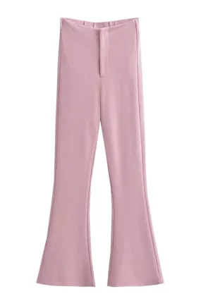 'Fia' High-Waist Slim Fit Flared Pants (4 Colors)