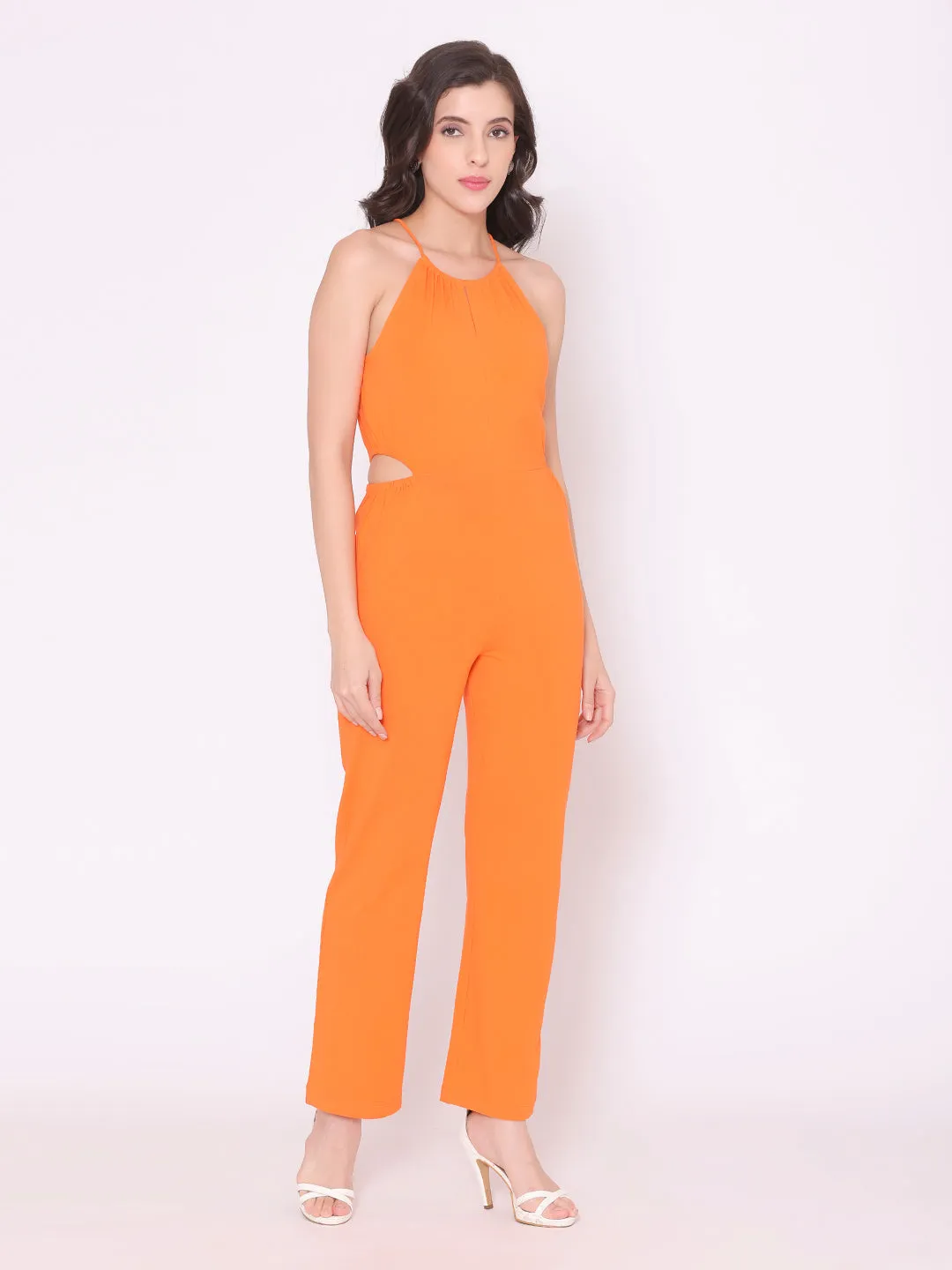 Flawless Women Orange Sleeveless Jumpsuit | CANDY