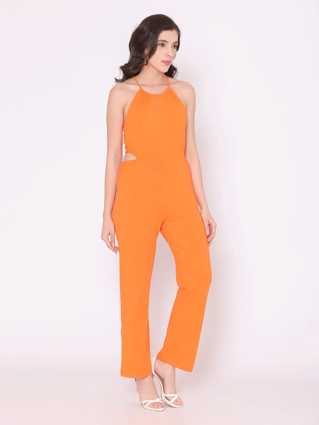 Flawless Women Orange Sleeveless Jumpsuit | CANDY