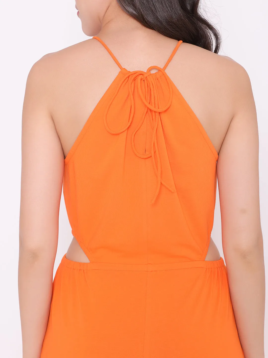 Flawless Women Orange Sleeveless Jumpsuit | CANDY