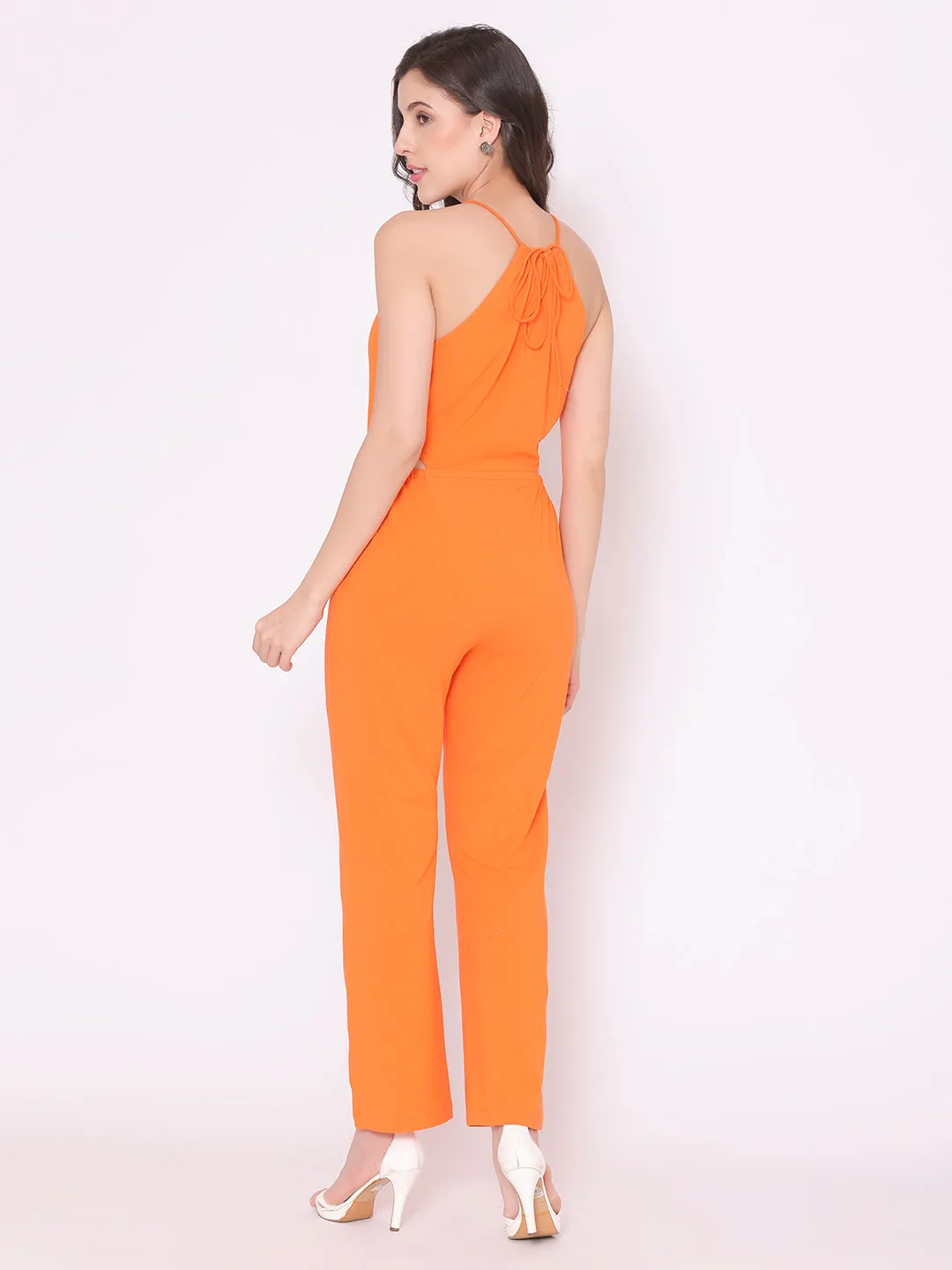 Flawless Women Orange Sleeveless Jumpsuit | CANDY