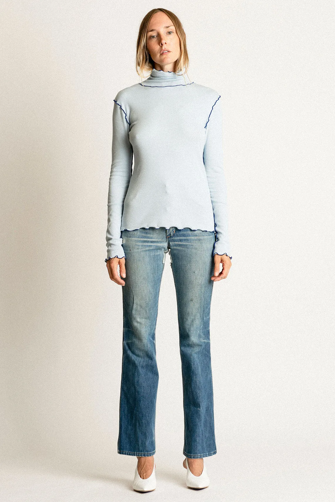 Fog Blue Cisne Rib Top