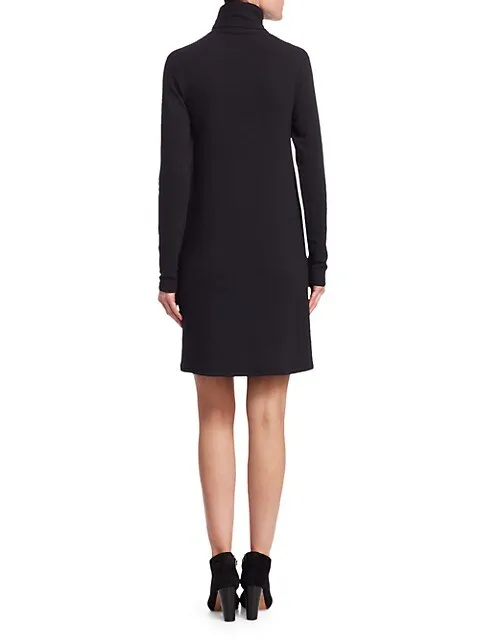 French Terry Turtle Neck Dress - Black