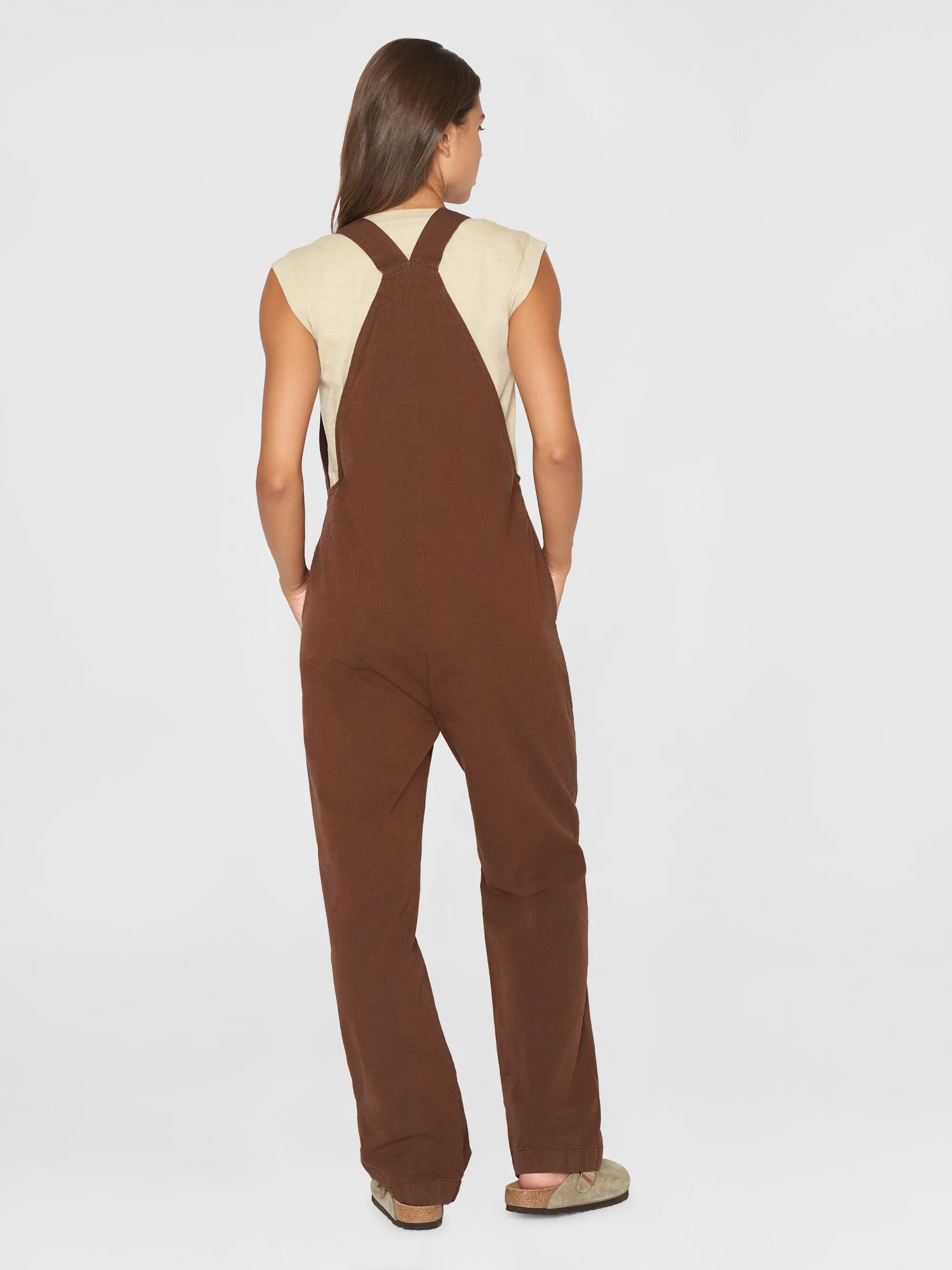 GALE straight slub yarn jumpsuit - GOTS/Vegan - Tiramisu