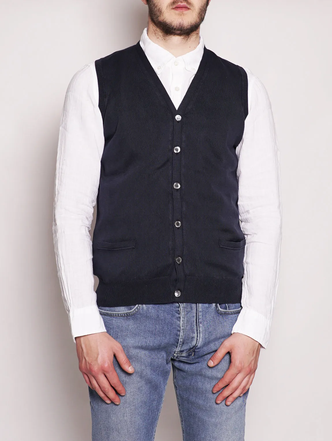 Gilet in Cotone Frosted Blu Navy