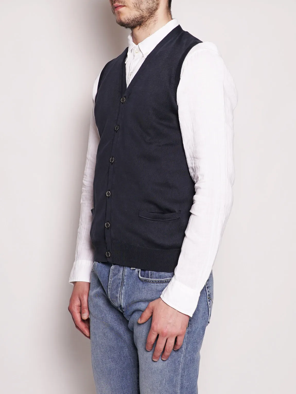 Gilet in Cotone Frosted Blu Navy