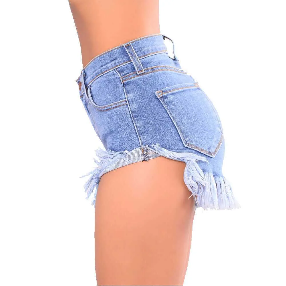 Glow Chic's Fringed Denim Shorts