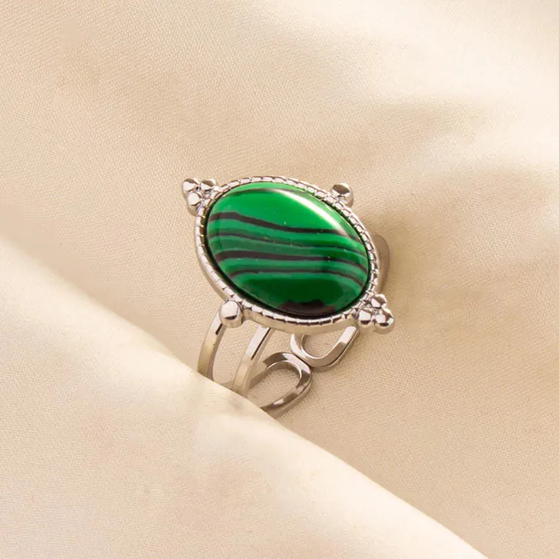 Green Turquoise Adjustable Ring- Bohemian Style