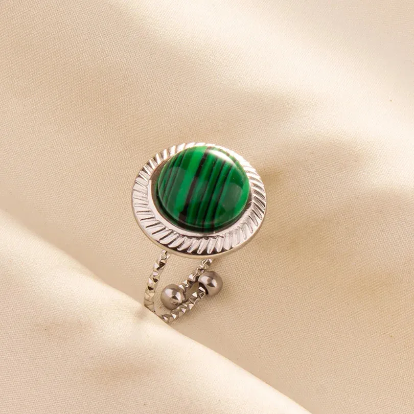 Green Turquoise Adjustable Ring- Bohemian Style