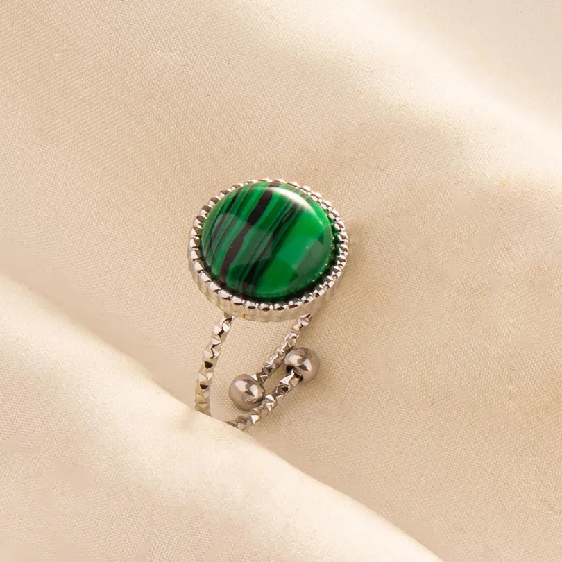 Green Turquoise Adjustable Ring- Bohemian Style