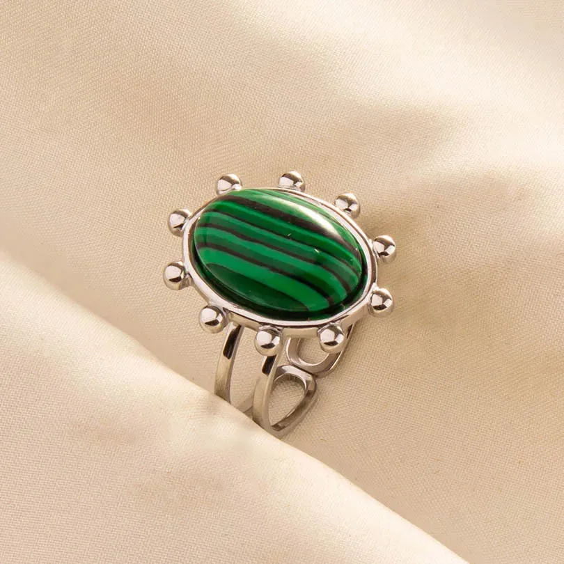 Green Turquoise Adjustable Ring- Bohemian Style