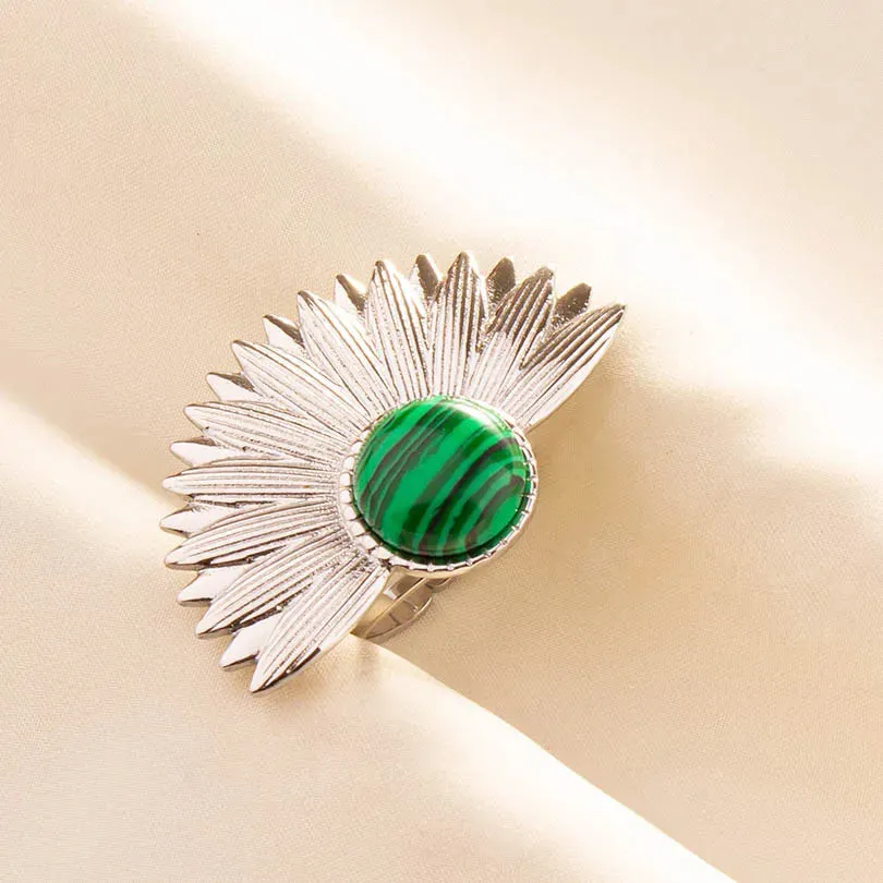 Green Turquoise Adjustable Ring- Bohemian Style