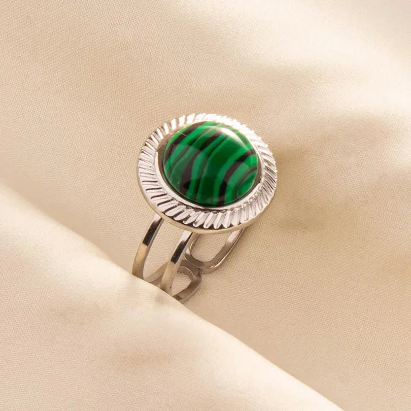 Green Turquoise Adjustable Ring- Bohemian Style