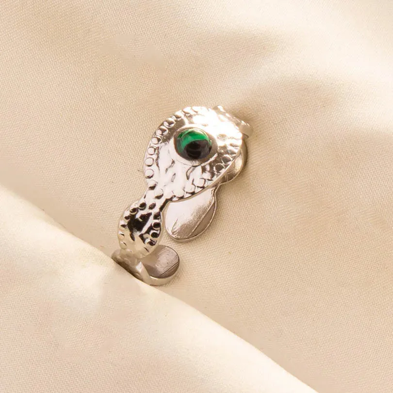 Green Turquoise Adjustable Ring- Bohemian Style