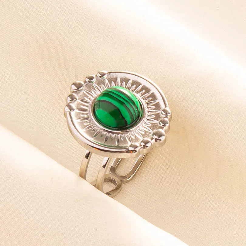 Green Turquoise Adjustable Ring- Bohemian Style