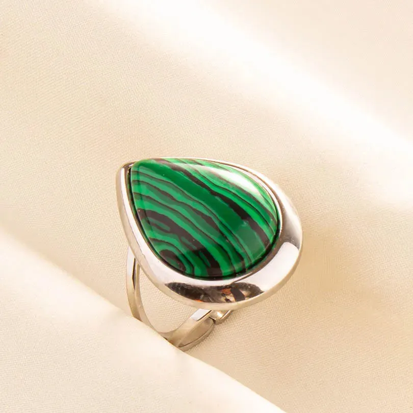 Green Turquoise Adjustable Ring- Bohemian Style