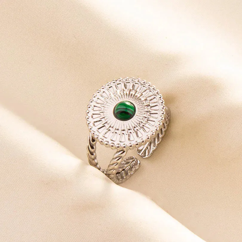 Green Turquoise Adjustable Ring- Bohemian Style