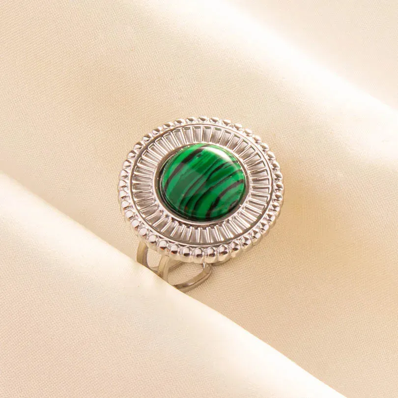 Green Turquoise Adjustable Ring- Bohemian Style