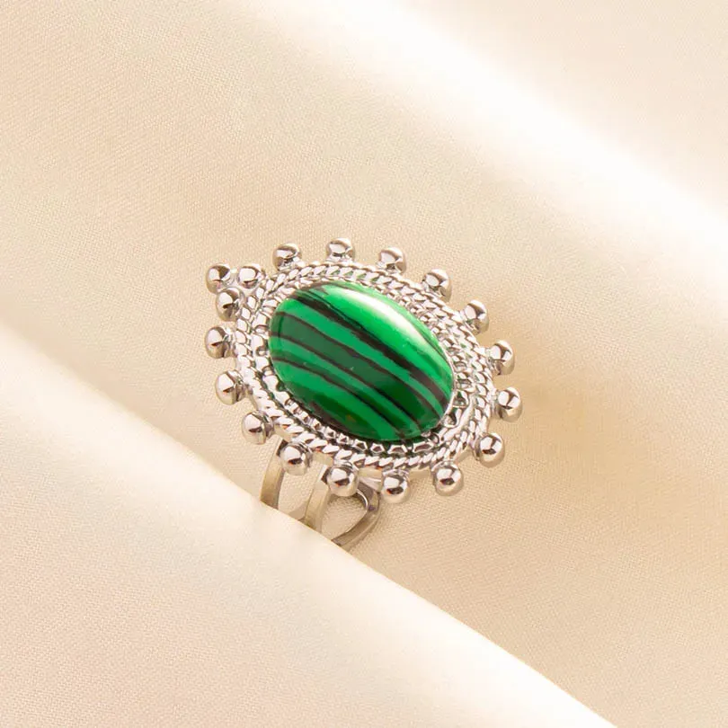 Green Turquoise Adjustable Ring- Bohemian Style