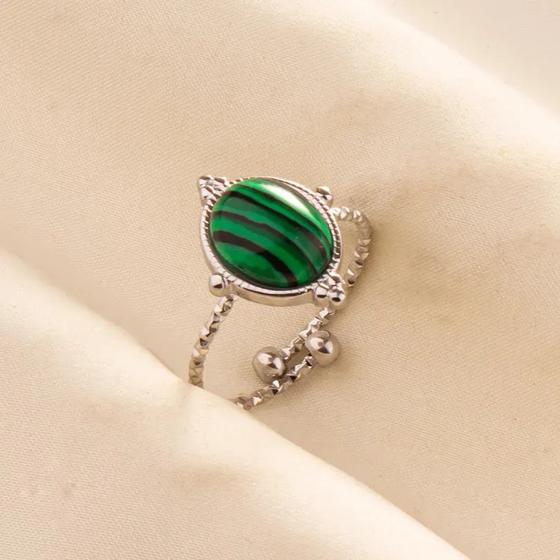 Green Turquoise Adjustable Ring- Bohemian Style