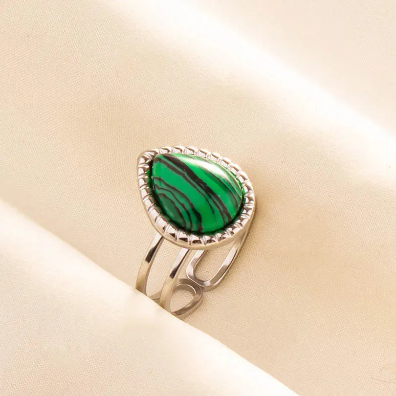 Green Turquoise Adjustable Ring- Bohemian Style