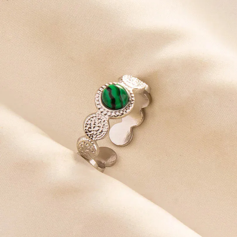 Green Turquoise Adjustable Ring- Bohemian Style