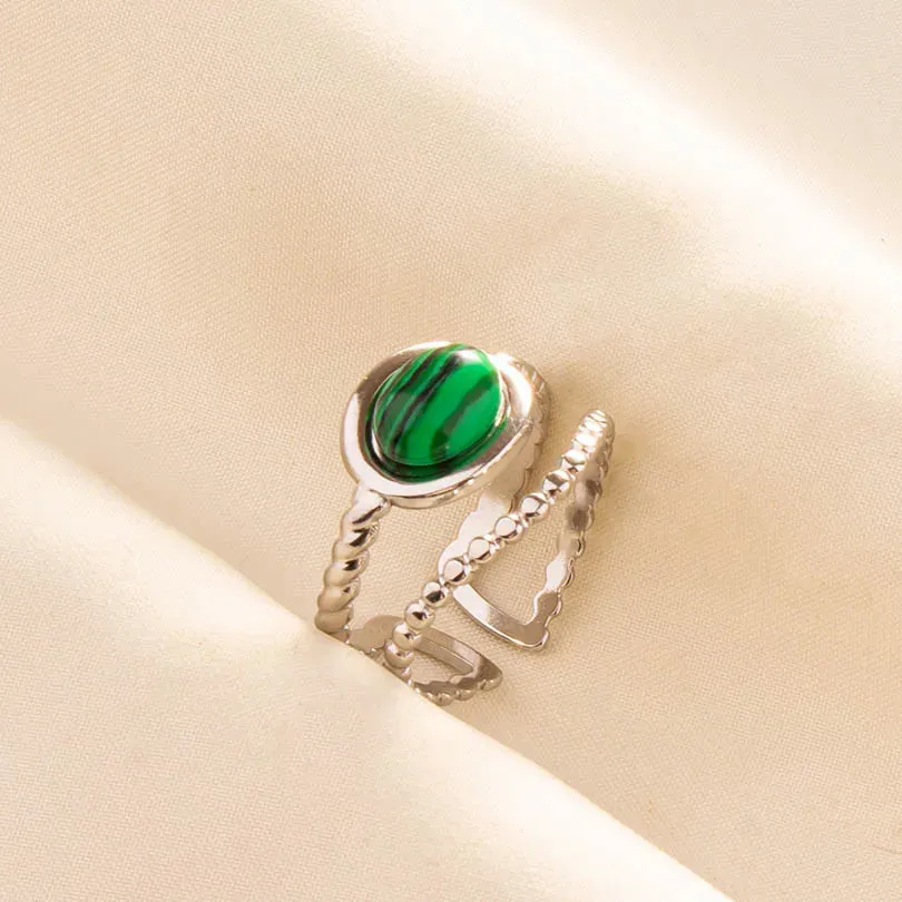 Green Turquoise Adjustable Ring- Bohemian Style