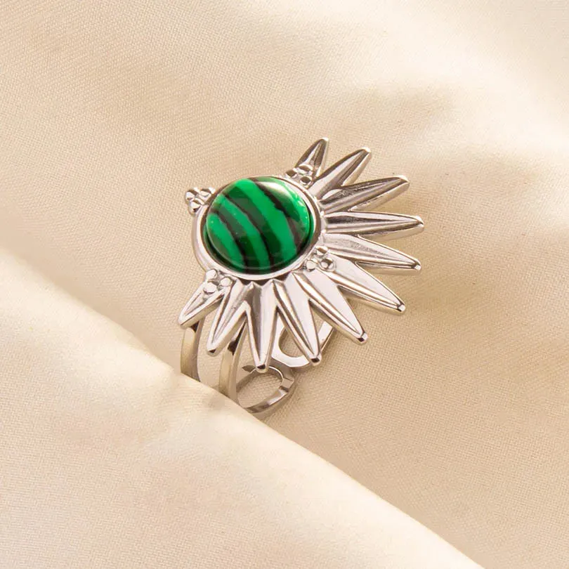 Green Turquoise Adjustable Ring- Bohemian Style