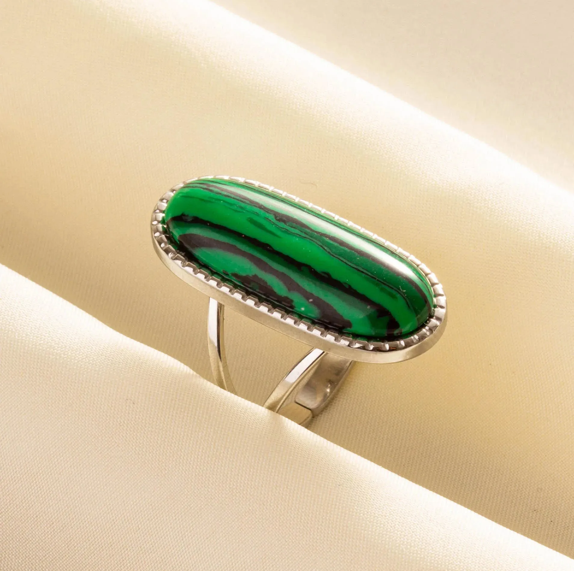 Green Turquoise Adjustable Ring- Bohemian Style