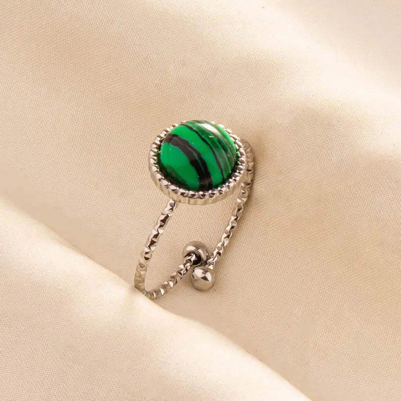 Green Turquoise Adjustable Ring- Bohemian Style