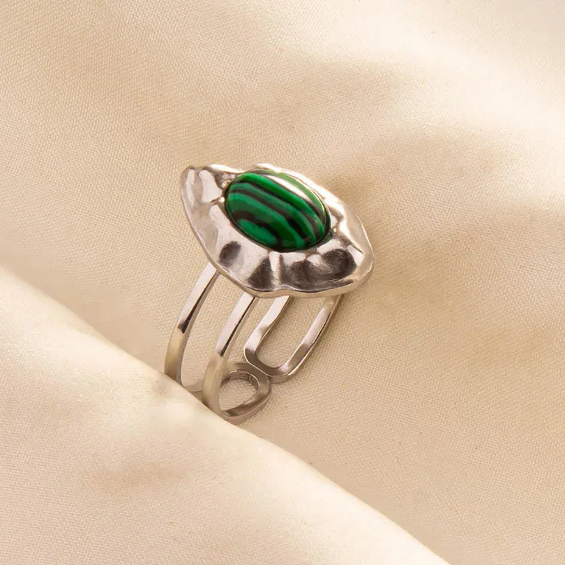 Green Turquoise Adjustable Ring- Bohemian Style