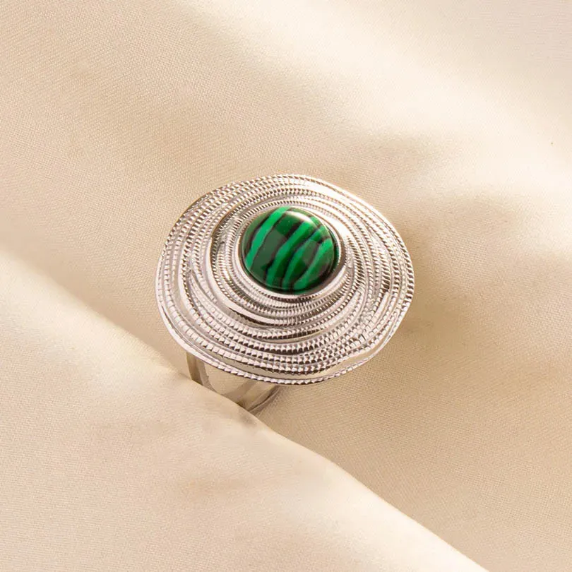 Green Turquoise Adjustable Ring- Bohemian Style