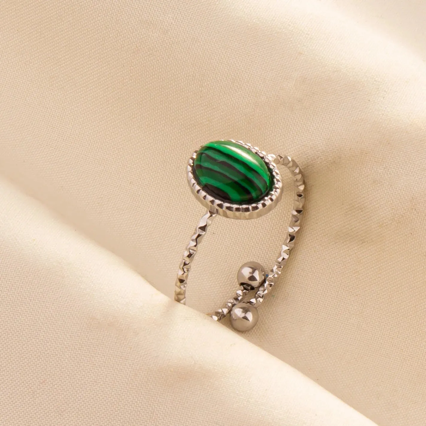 Green Turquoise Adjustable Ring- Bohemian Style