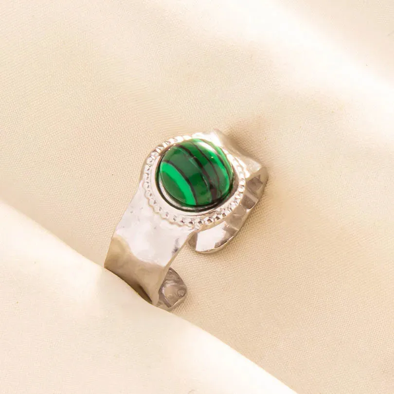 Green Turquoise Adjustable Ring- Bohemian Style