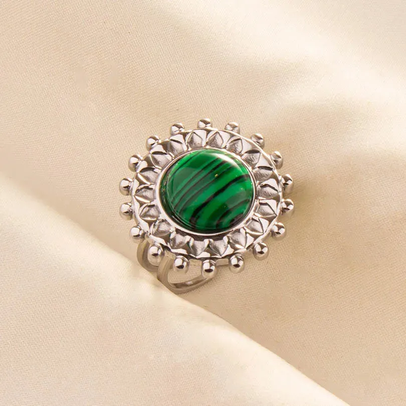 Green Turquoise Adjustable Ring- Bohemian Style