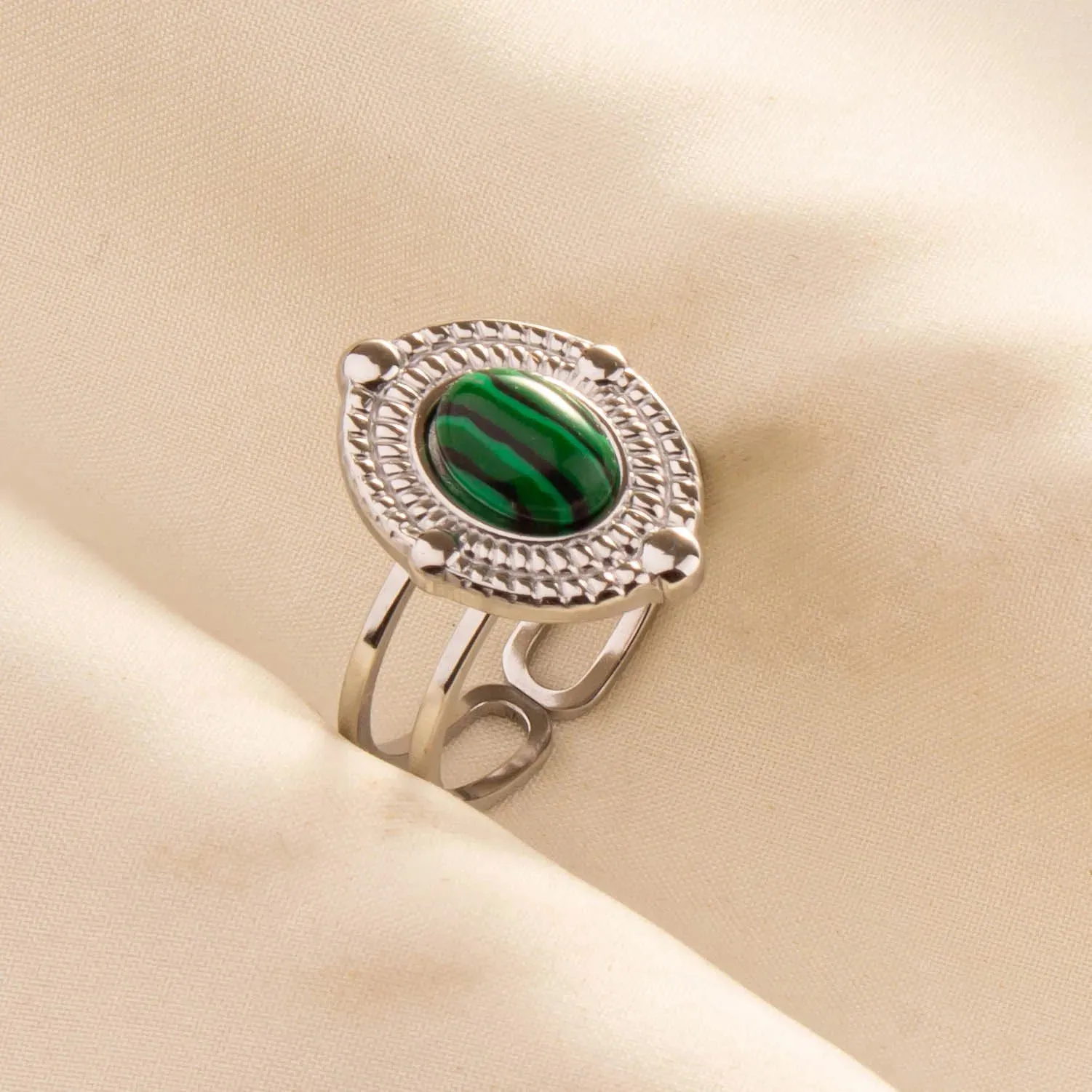 Green Turquoise Adjustable Ring- Bohemian Style