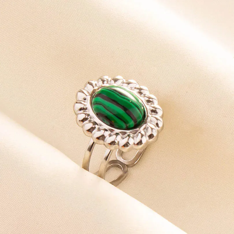 Green Turquoise Adjustable Ring- Bohemian Style