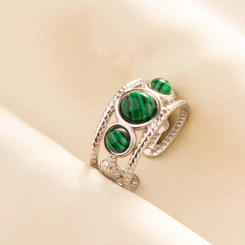 Green Turquoise Adjustable Ring- Bohemian Style