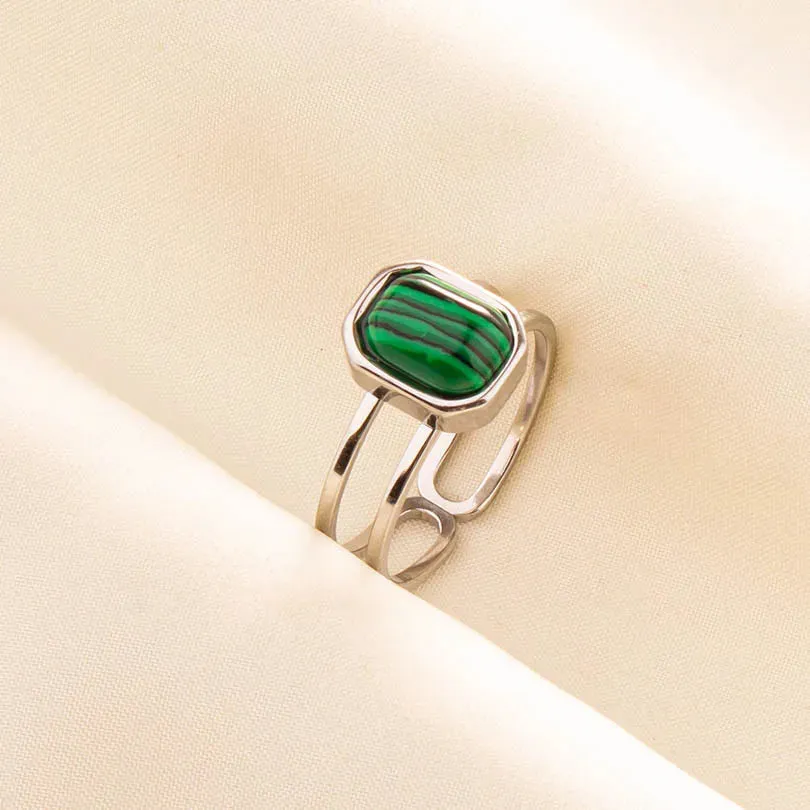 Green Turquoise Adjustable Ring- Bohemian Style