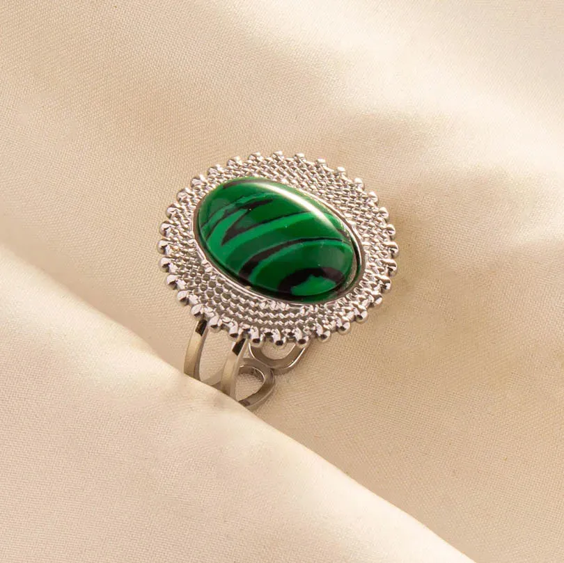 Green Turquoise Adjustable Ring- Bohemian Style