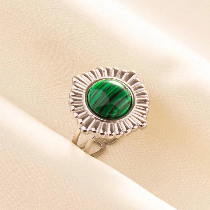 Green Turquoise Adjustable Ring- Bohemian Style