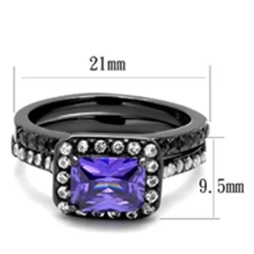 Gun Stainless Steel Ring AAA GRD CZ Tanzanite TK2778 for Women Style Light