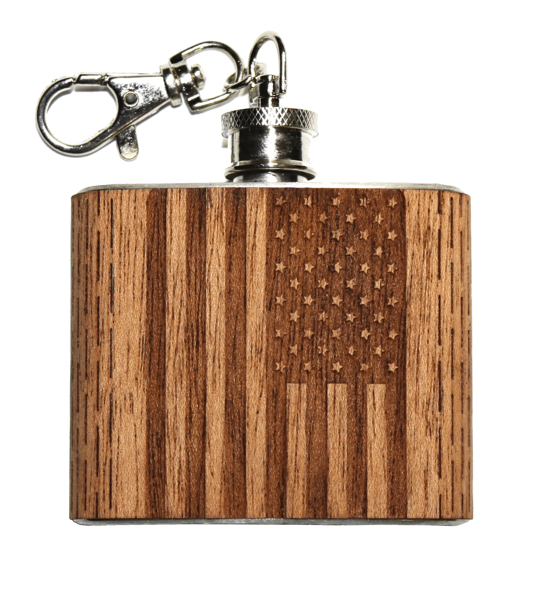 HandCrafted 2 oz. Wood Keychain Flask