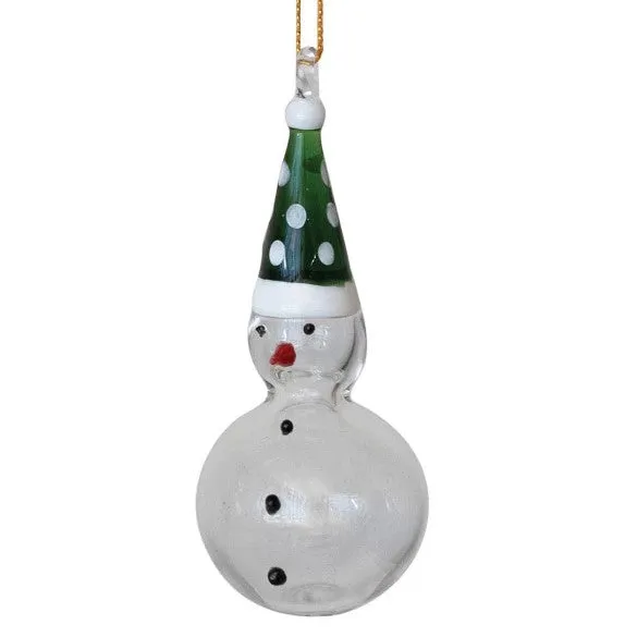 Handcrafted Glass Snowman Ornament