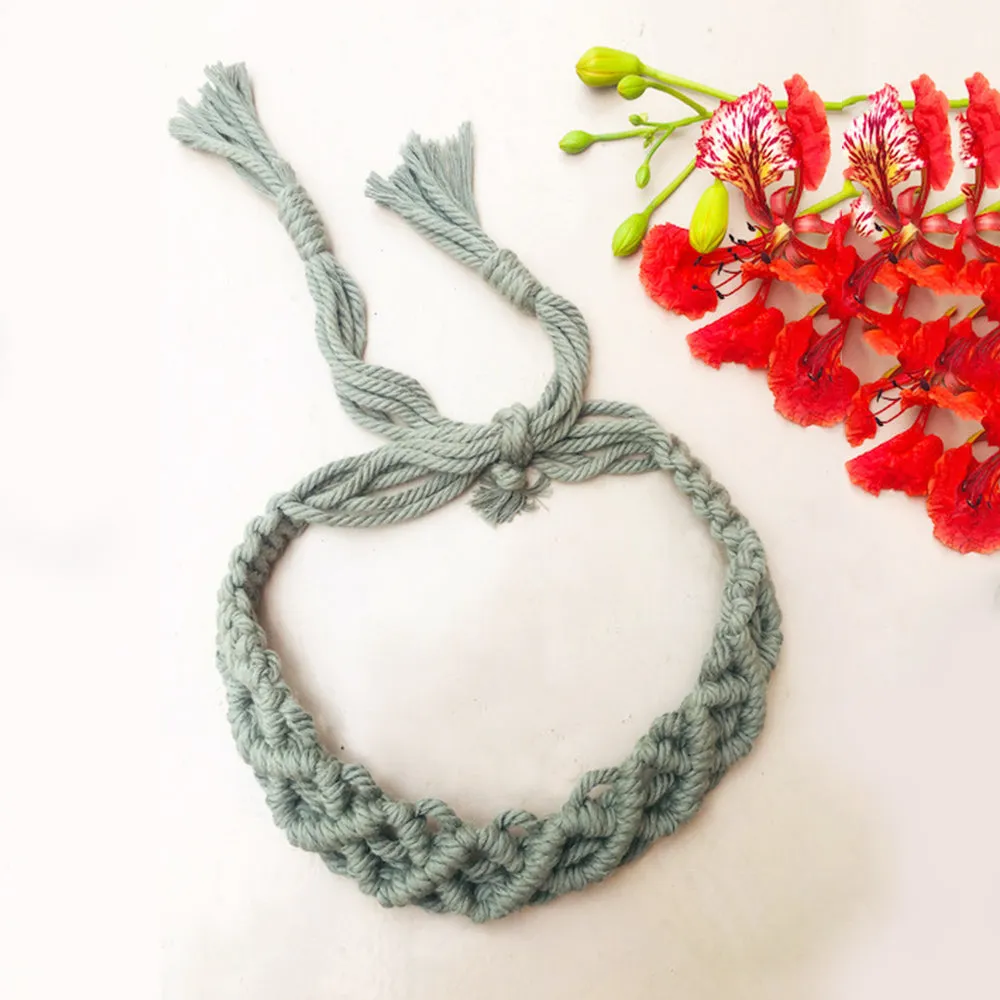 Handcrafted Macramé Hairband - Olive green