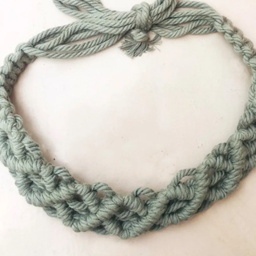 Handcrafted Macramé Hairband - Olive green