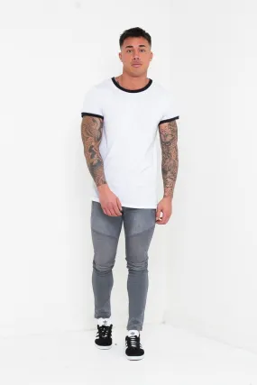 Harley Washed Grey Skinny Biker Jeans