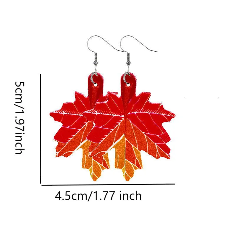 Hello Autumn Shaped Faux Leather Drop Ear Bling