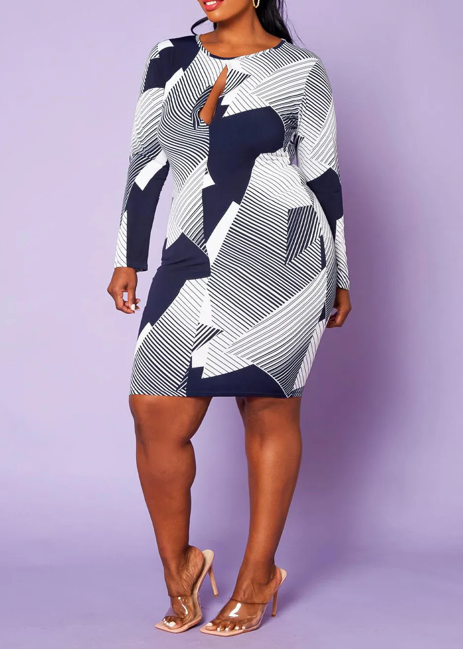 HI CURVY Plus Size Key Hole Bodycon Midi Dress